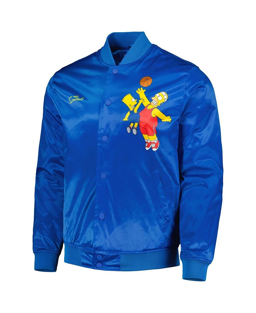 Men's Freeze Max Blue The Simpsons Basketball Satin Full-Snap Jacket