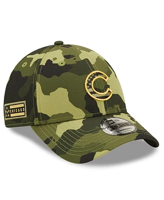 Men's New Era Camo Chicago Cubs 2022 Armed Forces Day 9FORTY Snapback Adjustable Hat