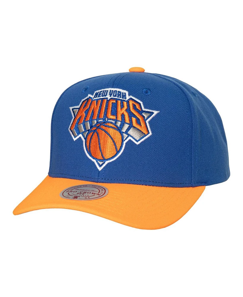 Men's Mitchell & Ness Blue, Orange New York Knicks Soul Xl Logo Pro Crown Snapback Hat