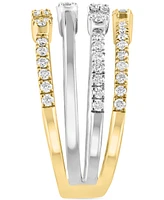 Effy Diamond Baguette & Round Multirow Statement Ring (3/4 ct. t.w.) in 14k Two-Tone Gold
