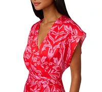 Adrianna by Adrianna Papell Women's Floral-Print Faux-Wrap Dress