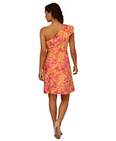 Adrianna Papell Women's One-Shoulder Floral Jacquard Dress