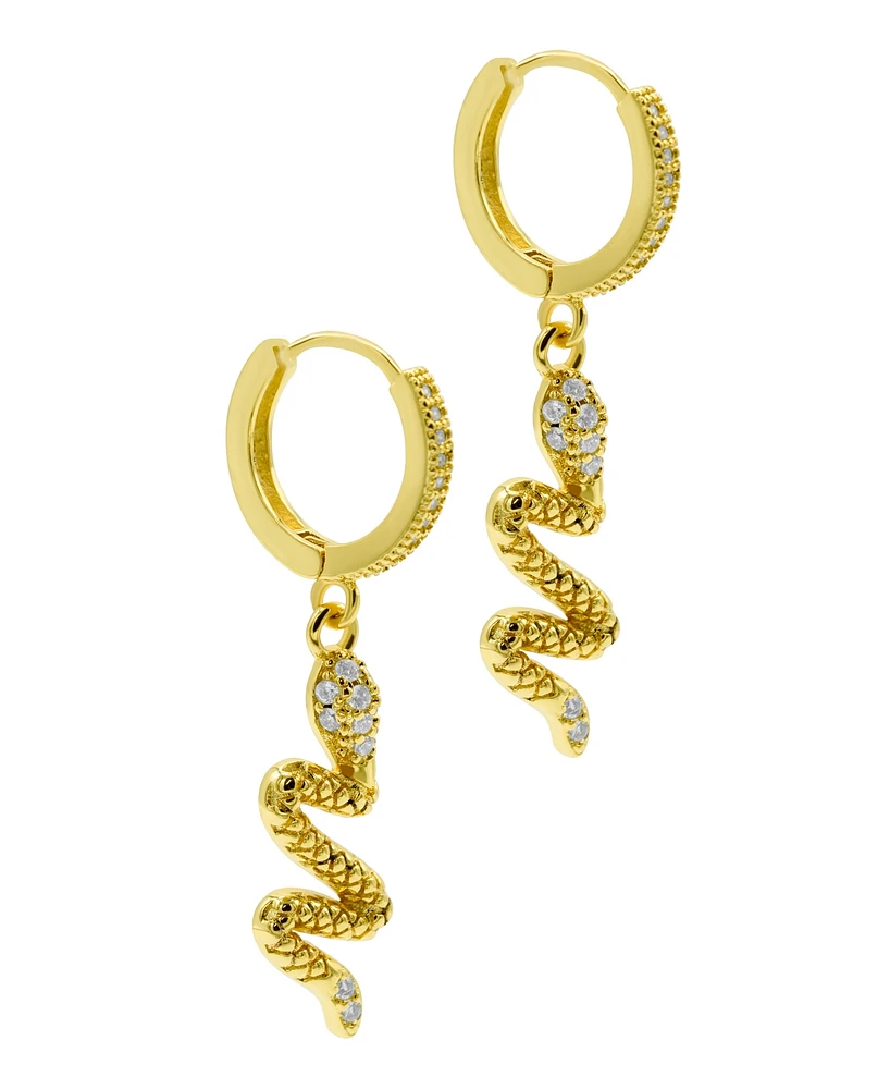 Adornia 14K Gold-Plated Snake Dangle Huggie Hoop Earrings