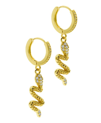 Adornia 14K Gold-Plated Snake Dangle Huggie Hoop Earrings