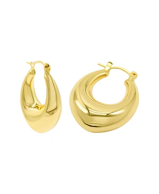 Adornia 14K Gold-Plated Domed Oval Hoop Earrings