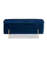 Baxton Studio Rockwell Contemporary Glam and Luxe Velvet Fabric Upholstered and Finished Metal Storage Bench