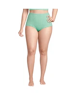 Lands' End Women's Tummy Control Gingham Tugless High Waisted Bikini Bottoms