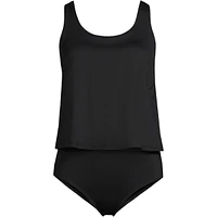 Lands' End Women's Scoop Neck One Piece Fauxkini Swimsuit