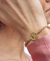 Sterling Forever Silver-Tone or Gold-Tone Pink Cubic Zirconia Butterfly Bindi Bolo Bracelet