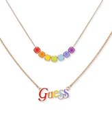 Guess Gold-Tone Rainbow Logo Two-Row Necklace, 20" + 2" extender