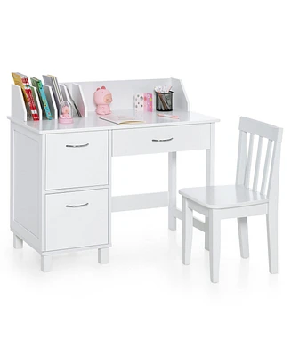Slickblue Kids Wooden Writing Furniture Set with Drawer and Storage Cabinet
