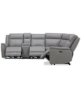 Addyson 117" 5-Pc. Leather Sectional with 3 Zero Gravity Recliners Power Headrests, Created for Macy's