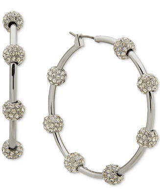 Karl Lagerfeld Paris Crystal Pave Sphere Medium Hoop Earrings, 1.73"