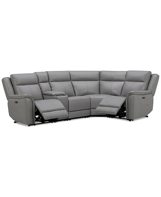 Addyson 117" 5-Pc. Leather Sectional with 2 Zero Gravity Recliners Power Headrests, Created for Macy's