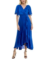 Taylor Women's Flutter-Sleeve High-Low A-Line Dress