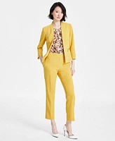 Kasper Kiss Front Blazer Animal Print Top Slim Leg Pants