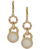 Anne Klein Gold-Tone Circle & Mother-of-Pearl Double Drop Earrings