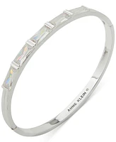 Anne Klein Silver-Tone Baguette Cubic Zirconia Bangle Bracelet