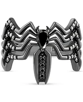 Wonder Fine Jewelry Onyx & Diamond (1/10 ct. t.w.) Venom Spiderman Ring Black Rhodium-Plated Sterling Silver - Rhodium