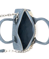 Like Dreams Half Moon Denim Rhinestone Crossbody Purse