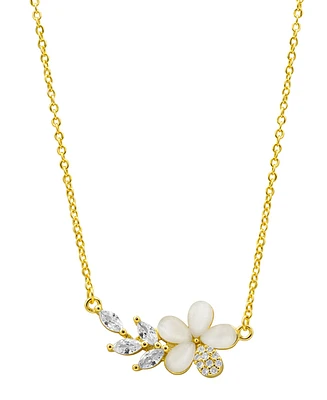 Adornia 14K Gold-Plated Crystal Flower Branch Leaf Necklace