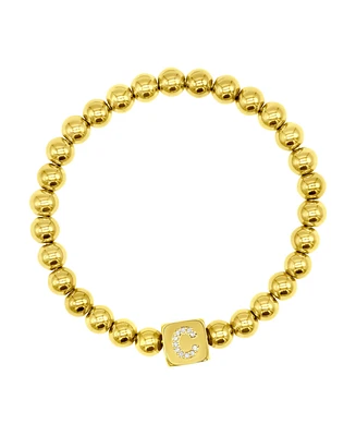 Adornia 14K Gold-Plated Initial Cube Stretch Bracelet