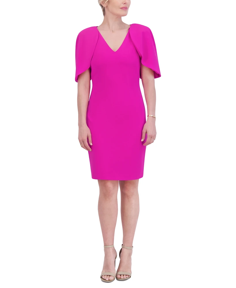 Jessica Howard Women's V-Neck Puff-Sleeve Sheath Dress