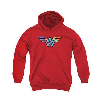 Wonder Woman Boys Dc Youth Comics Tie Dye Logo Pull Over Hoodie / Hooded Sweatshirt