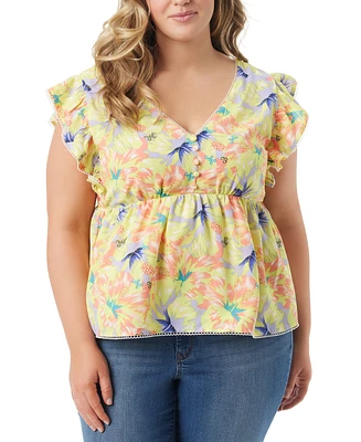 Jessica Simpson Trendy Plus Inge Flutter Tie-Back Top