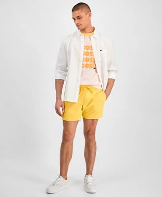 Lacoste Mens Linen Shirt Logo T Shirt Quick Dry Swim Trunks