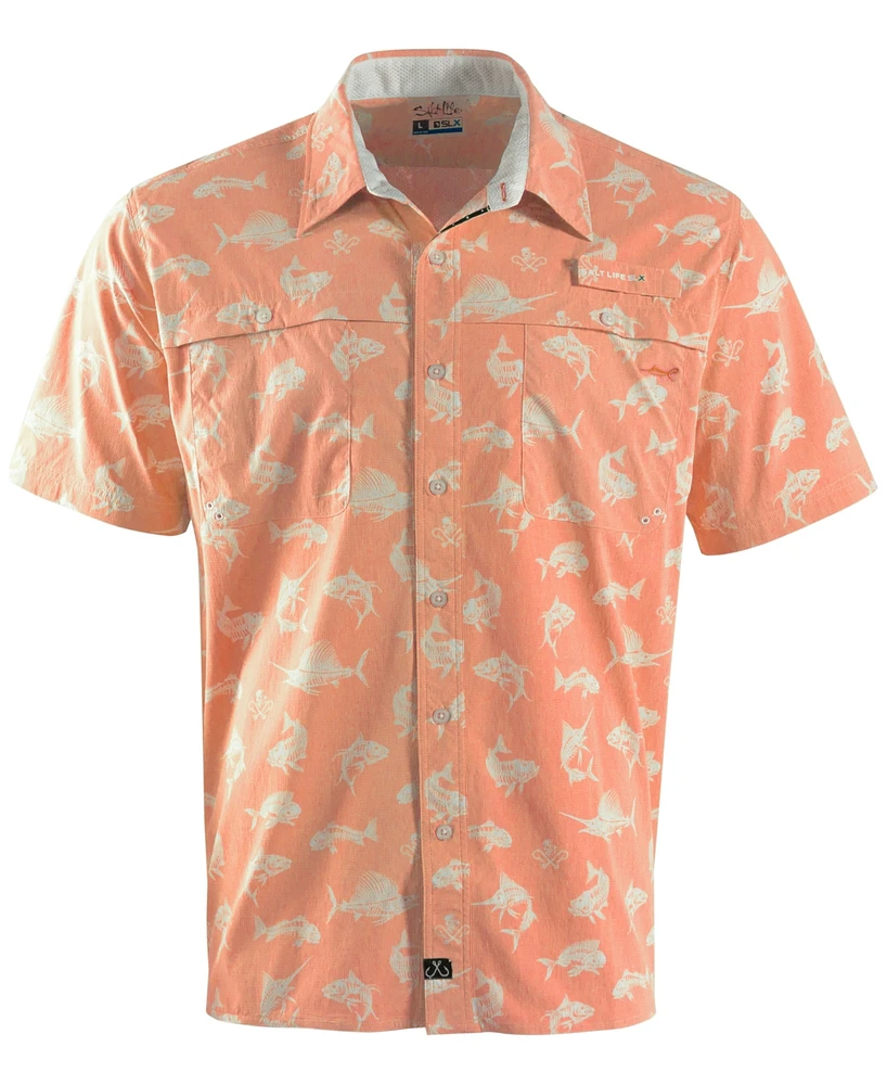 Salt Life Men's Fish N Bones Short-Sleeve Button-Front Shirt