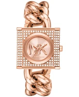 Michael Kors Women's Mk Chain Lock Three-Hand Rose Gold-Tone Stainless Steel Watch 25mm