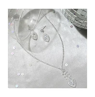 Sohi Women's Silver Crystal Bling Necklace And Earrings (Set Of 2)