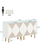 Tribesigns Modern White Storage Cabinet Set, Classic 59 inches Sideboard with doors for Living Room, Dining Garage
