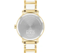 Movado Women's Swiss Bold Evolution 2.0 White Ceramic & Gold Ion Plated Steel Bracelet Watch 34mm - Two