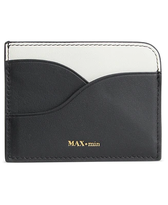 Max+min Colorblocked Leather Card Holder - Black/off
