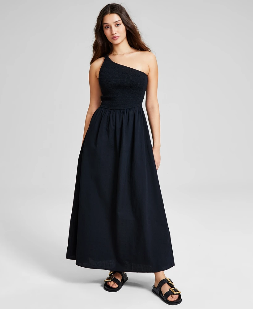 And Now This Women's Cotton One-Shoulder Smocked Maxi Dress, Created for Macy's