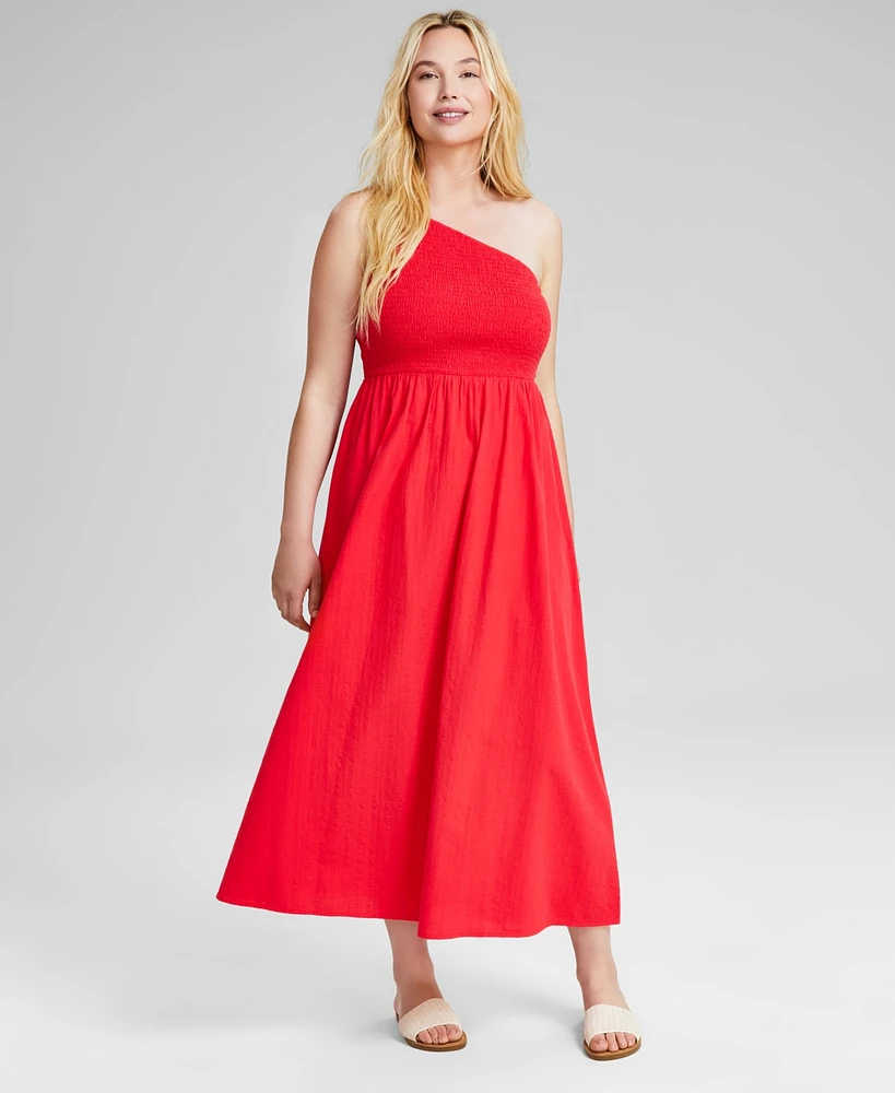 And Now This Women's Cotton One-Shoulder Smocked Maxi Dress, Created for Macy's