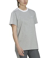 adidas Women's Essentials 3 Striped Boyfriend Tee