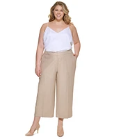 Calvin Klein Plus Linen Cropped Wide-Leg Pants