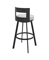 Armen Living Flynn 26" Swivel Counter Stool in Metal with Light Faux Leather