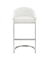 Armen Living Katherine 30" Bar Stool in Brushed Stainless Steel with Faux Leather