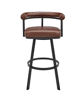 Armen Living Magnolia 26" Swivel Counter Stool in Metal with Faux Leather