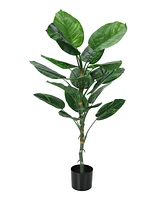 Monarch Specialties 54" Indoor Artificial Floor Dieffenbachia Tree with Black Pot