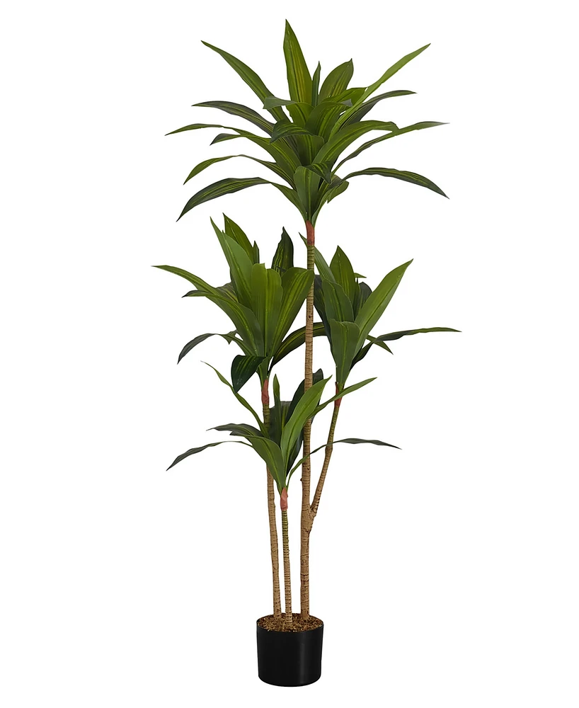 Monarch Specialties 51" Indoor Artificial Floor Dracaena Tree with Black Pot