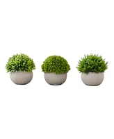 Monarch Specialties 5" Indoor Artificial Grass Plants with Decorative Grey Pots, Set Of 3