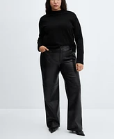 Mango Women's Leather Effect High Waist Pant