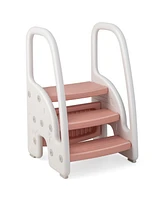 Slickblue Kids 3-Step Stool with Safety Handles and Non-slip Pedals