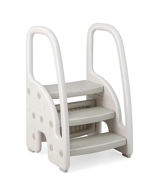 Slickblue Kids 3-Step Stool with Safety Handles and Non-slip Pedals