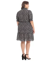 London Times Plus Printed Short-Sleeve Shift Dress